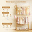 Clothing Rack Bamboo with 2 Storage Baskets, Adjustable Hanging Rods, Garment Holder with Shelf, Dress up Racks