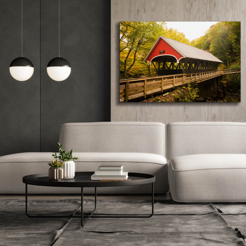 «Flume Covered Bridge» par Brandon Wong, art mural sur toile, H 40 po x l 60 po x P 1,5 po