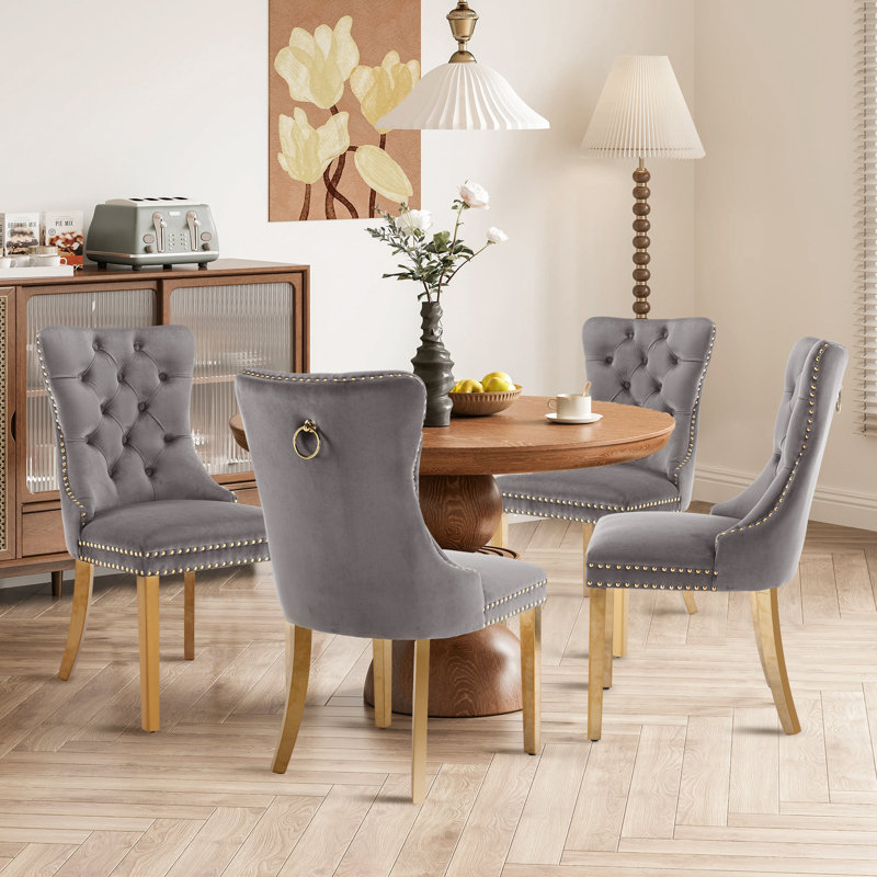 Chaise de salle à manger Kenta, Gris, Naturel
