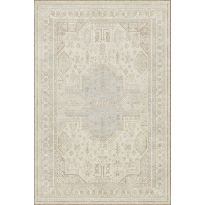 Cream Colored Traditional Patterned Geometric Woven Floor Carpet, Runner 2'6" x 9'11"