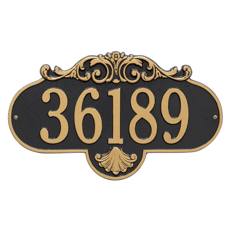 Rochelle 1-Line Wall Address Plaque, Black and Gold, Yes