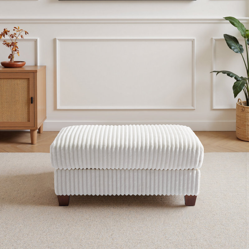 Ermia 92Cm Wide Rectangle Footstool Ottoman, Beige