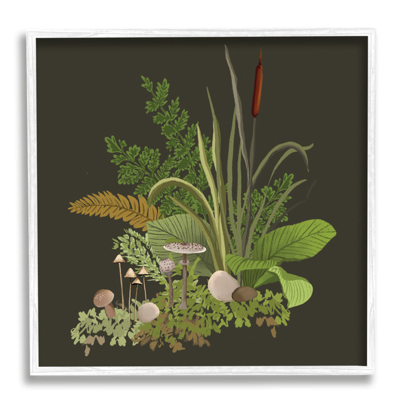 Forest Botanicals, fougères, plantes, H 12 po x l 12 po x P 1,5 po, Giclée encadrée blanc bord de mer