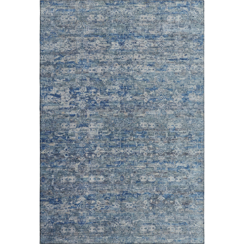 Premium Machine Washable Mayfield AMF2324 Ikat Rug, Denim, 5' x 7'6"