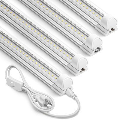 Barrina 6500k 2ft Led Shop Light, 3000lm, 20w, T8 Shop Lights For Garage, Workbench, Cabinet, Workshop, Room, Led Tube Light, Linkable Ceiling Lights Fixture With Built-in On/off Switch, Etl, 4 Packs