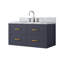 Meuble-lavabo simple bleu 36 po X P 22 po D, dessus en marbre de Carrare et ensemble de robinet-117825142