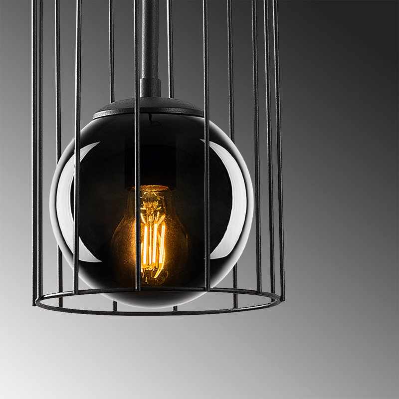 Luminaire suspendu sphère 3 lumières Penobscot, Noir transparent