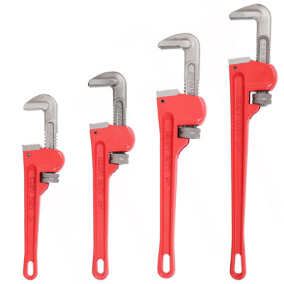 4Pcs 8&10&14&24-Inch Straight Heavy Duty Pipe Wrench Set Plumber Adjustable Water Alloy Steel Grip Plumber's Wrench Plumbing Tools