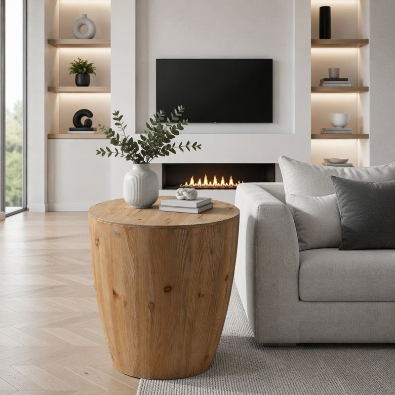 Table basse en forme de seau de style rétro avec rangement, durable et esthétique pour diverses pièces