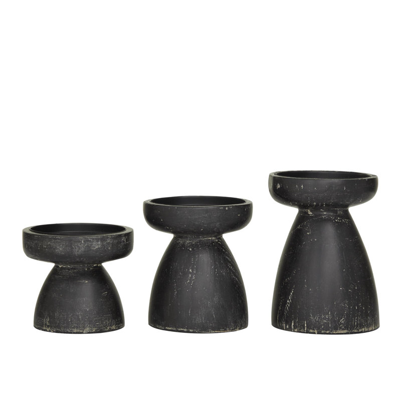 Ensemble de chandeliers de table en bois 3 pièces, Noir