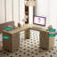 Bureau en L avec tiroirs et bibliothèque - Bureau d'ordinateur d'angle (blanc)