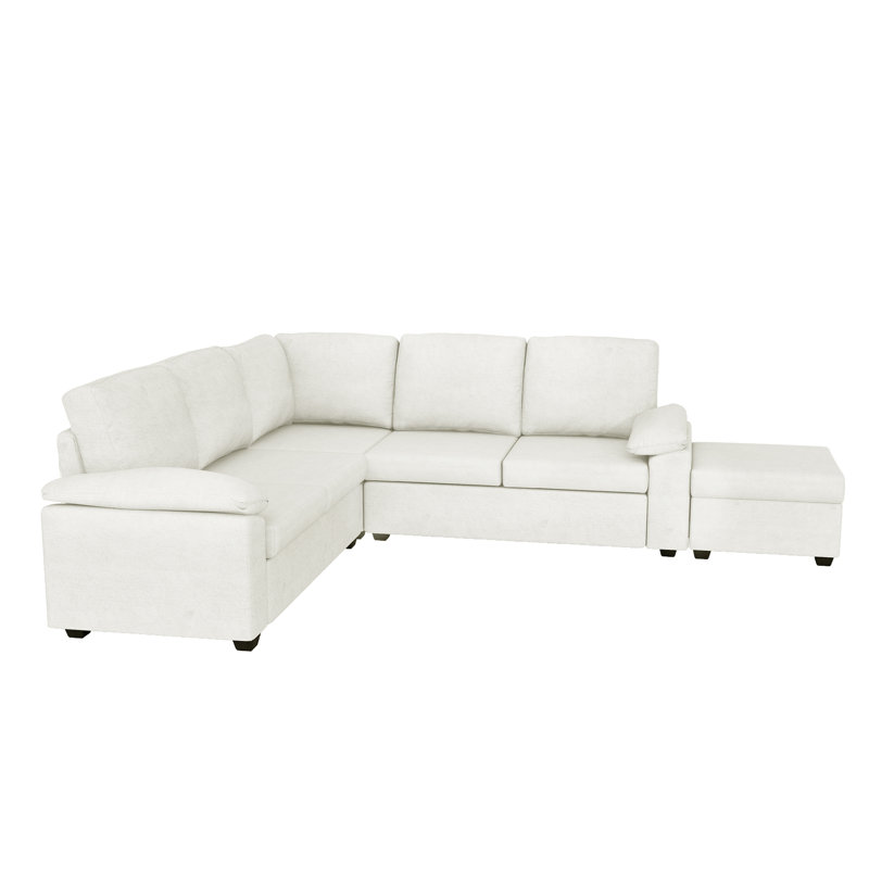 4 - Piece Upholstered Sectional, Beige Velvet