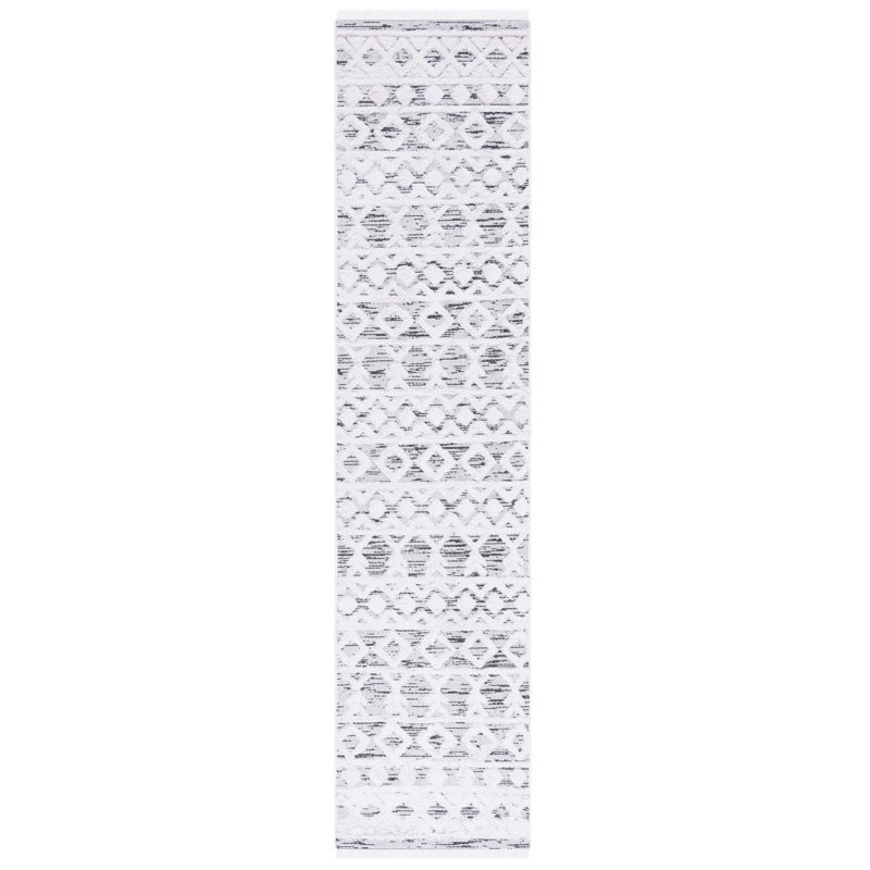Tapis noir / ivoire Augustine 758, Tapis de couloir 2 pi x 9 pi