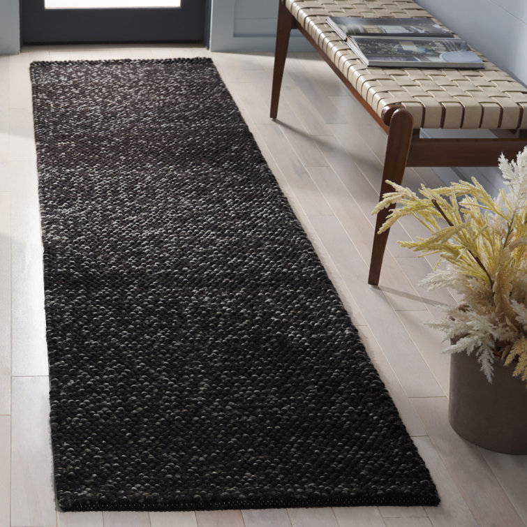 Natura 425 Handwoven Wool/Cotton/Polyester No Pattern Indoor Use Only Rug in Black/Grey