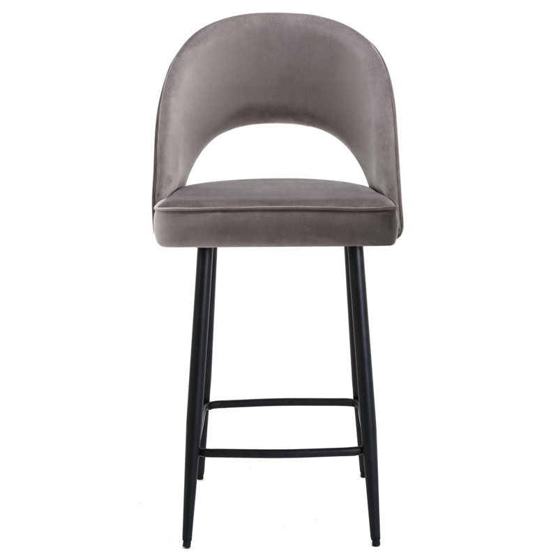 Atka Upholstered Counter Stool with Metal Frame, Charcoal