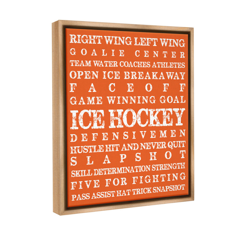 "Ice Hockey" par Melody Hogan sur toile, Cadre flottant orme Montalcino, H 21 po x l 17 po