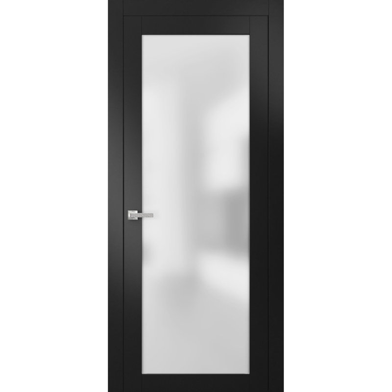 Porte standard en verre givré Planum, 32 po x 80 po, Noir mat