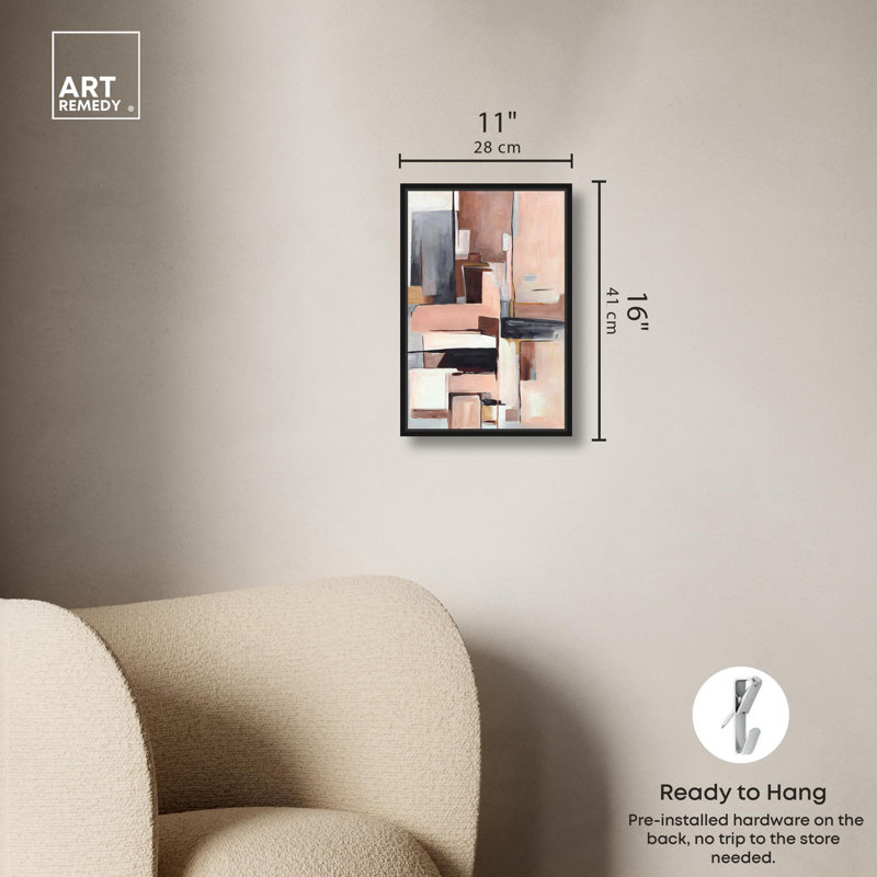 Stages of Life I, toile abstraite expressionnisme par Art Remedy, Cadre flottant noir, H 16 po x l 11 po
