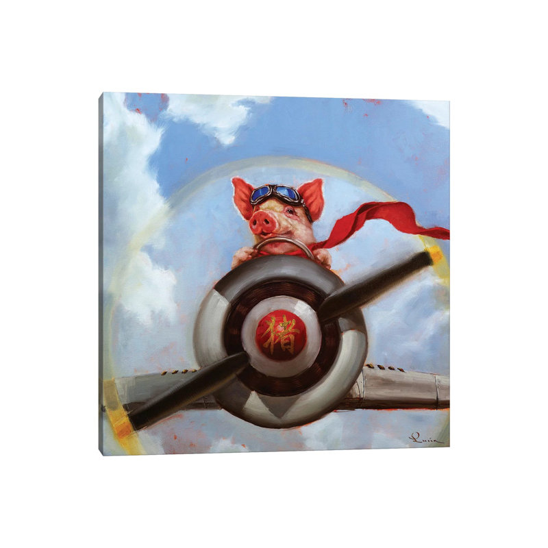 When Pigs Fly by Lucia Heffernan - Wrapped Canvas Painting, 30.48 cm H x 30.48 cm W
