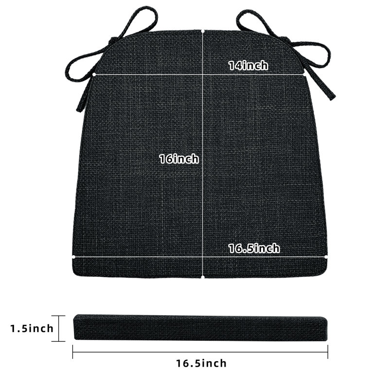 Indoor 1.5'' Dining Chair Chair Pad, Black Polyester Blend