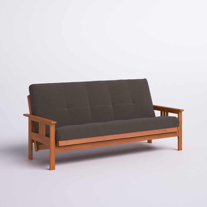 Lakel Full-Size Futon Frame Includes 6" Innerspring Mattress, Barbados, Gray Polyester