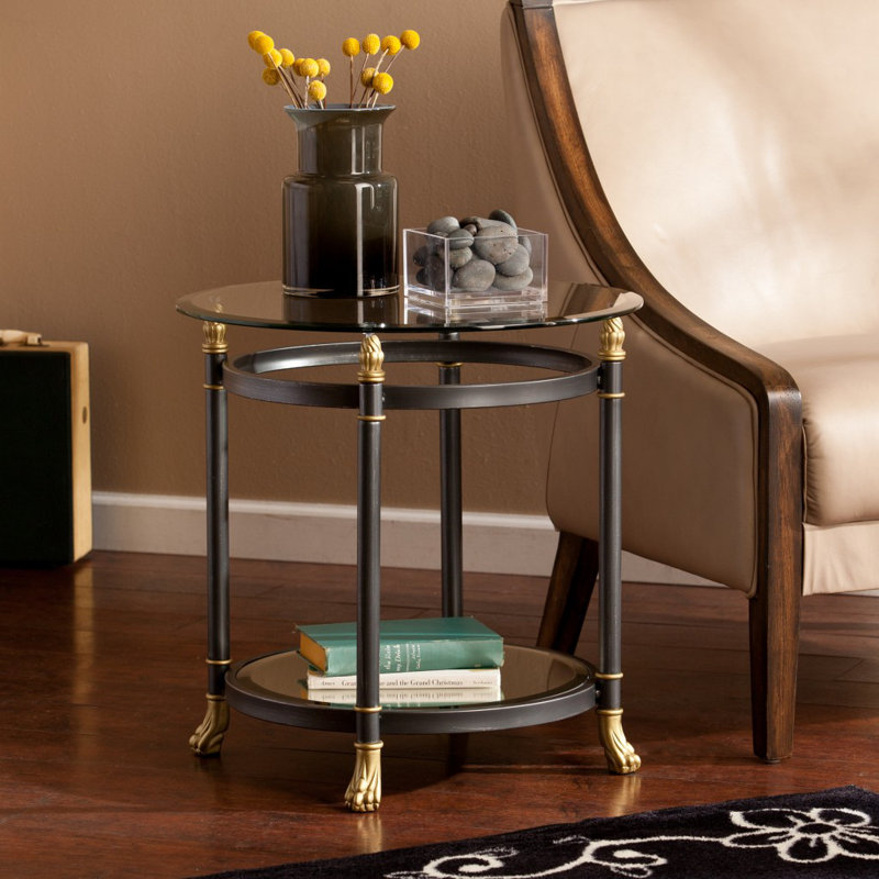 Dingle 21" Gray Glass Round End Table