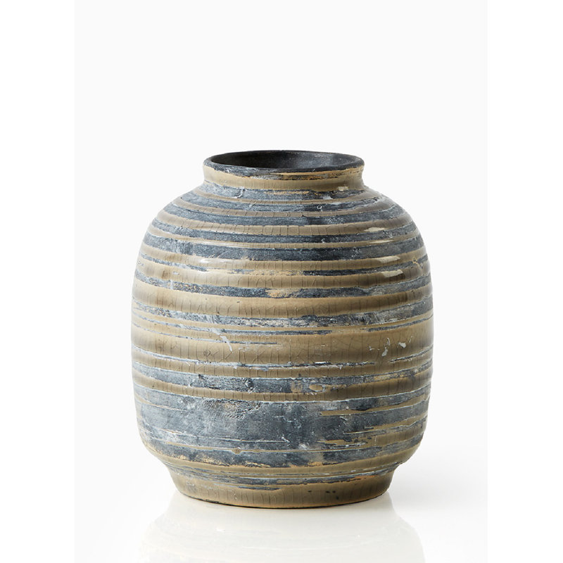 Vase de table en céramique rayée Phares