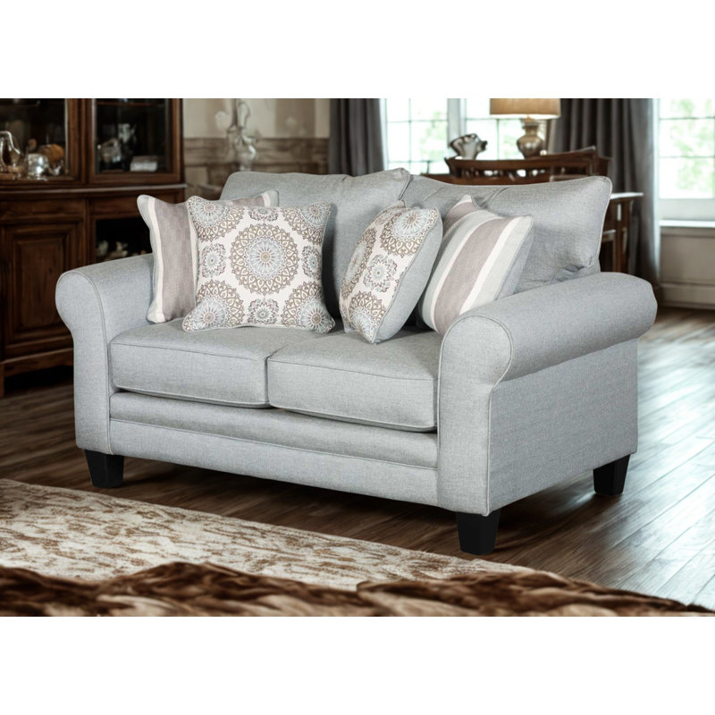 Aurora Upholstered Loveseat, Grande Mist, 37" H x 64" W x 38" D