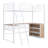 Metal Loft Bed with 3 Layers of Shelves and L-shaped Desk-289689415-289689414