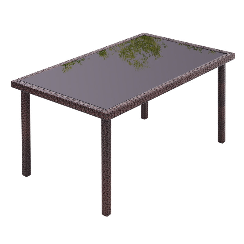 Gethers Rectangular Wicker Outdoor Dining Table , 150cm cm W 90cm cm D, Brown