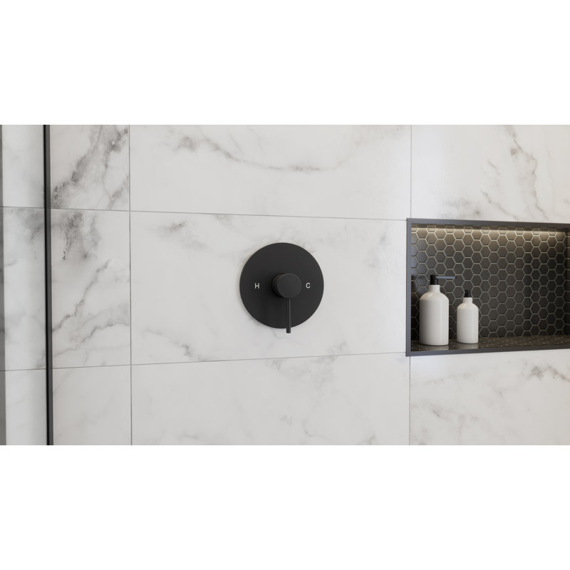 Brilliance Rainfall Shower Set with Round Shower Head and Round Valve, Matte Black, Matte Black