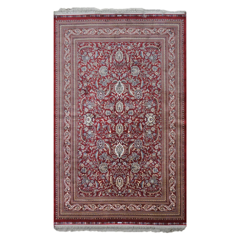 Tapis rouge touffeté en soie 5X8 Hereke