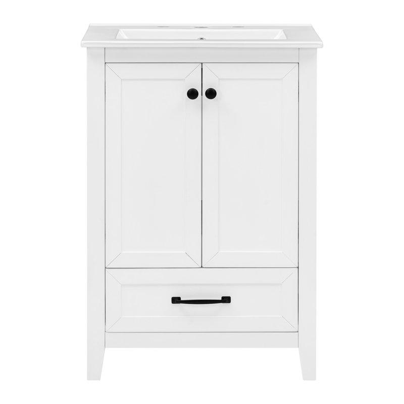 24" Bathroom Vanity With Sink Ceramic with Drawer,door,Bathroom Vanity