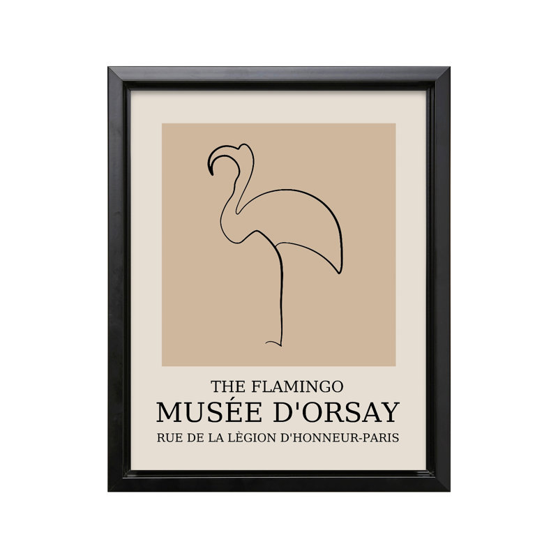 Picasso - Flamant rose, H 24 po x l 32 po, Canevas, Cadre noir