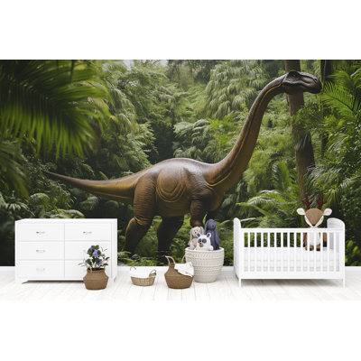 Papier peint épique avec dinosaure - T-Rex réaliste contre Triceratops