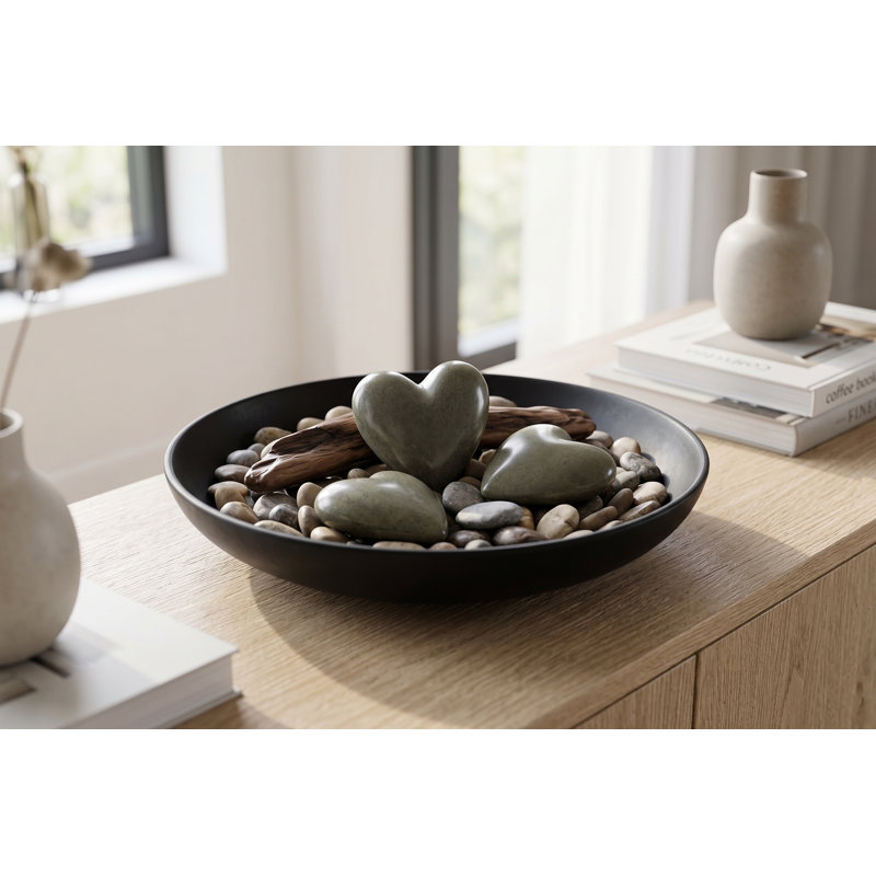 Cœur en pierre, sculpture de table