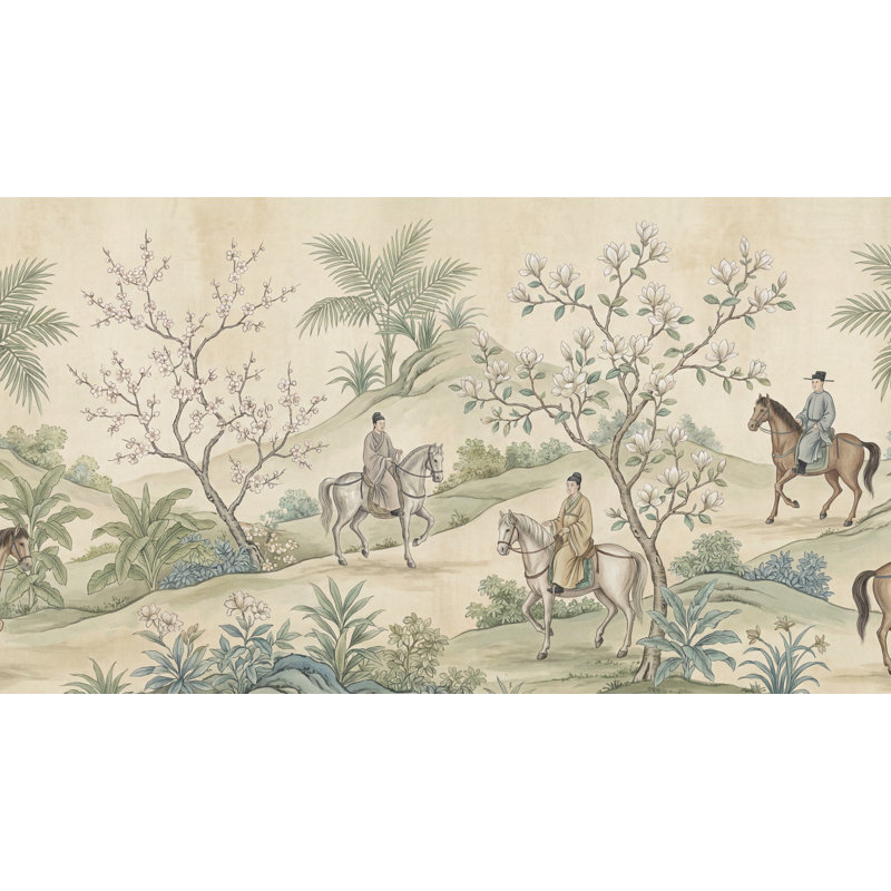 Papier peint naturel chinois Chinoiserie, 140" x 108", Peler et coller