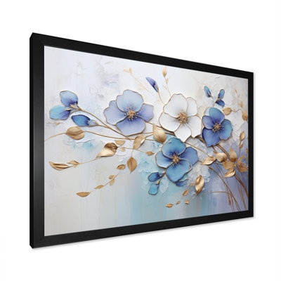 «Blue and Gold Exquisit Violets - Violets Large, art mural»