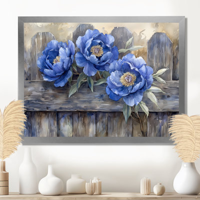 Pivoines bleues Ilze par The Fence I - pivoines, art mural pour le salon