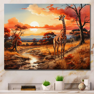 " African Girafes In Savanna I " by Designart