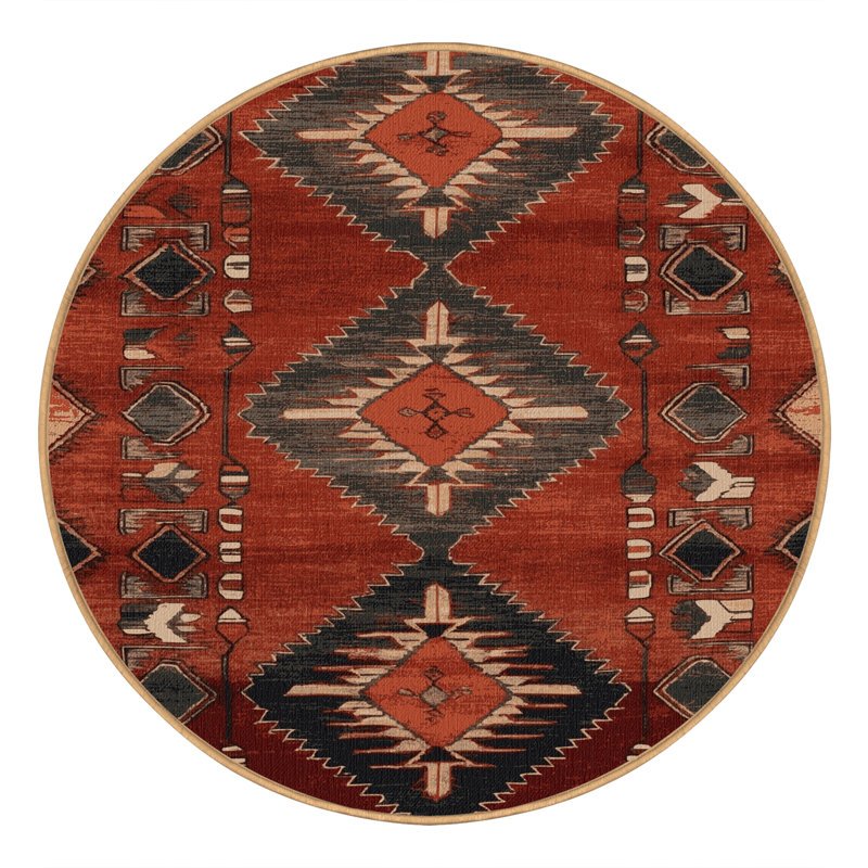 Machine Washable Turkish Brown Area Rug, Round 5'