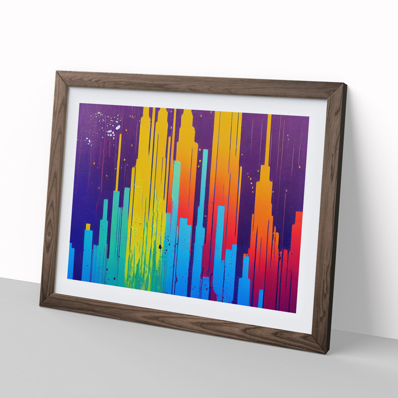 Spellbinding City Skyline Architecture - Framed Print, 25cm H x 34cm W, Walnut Frame