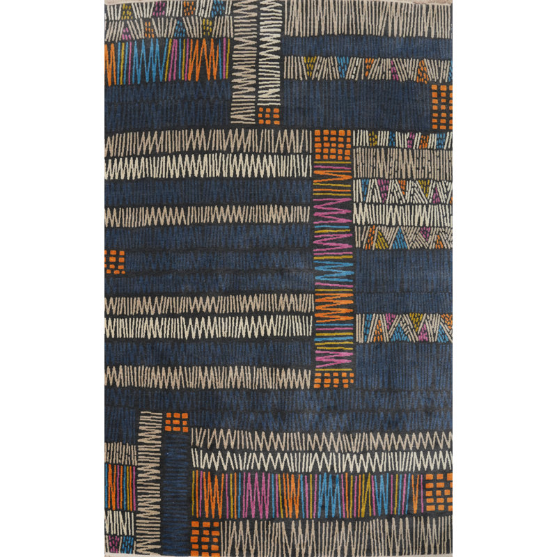 Multicolor Gabbeh Style Room Size Area Rug 6x9