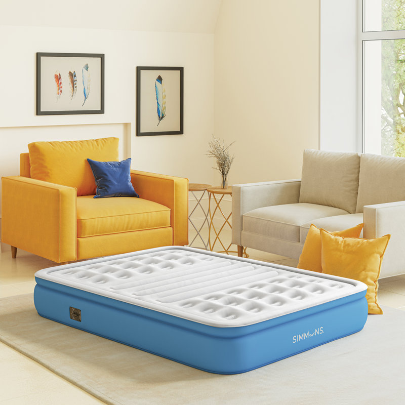 Simmons Lumbar Firm, 12" Tri-Zone Inflatable Air Mattress with Built-In Pump & Extra Lumbar Support, Full