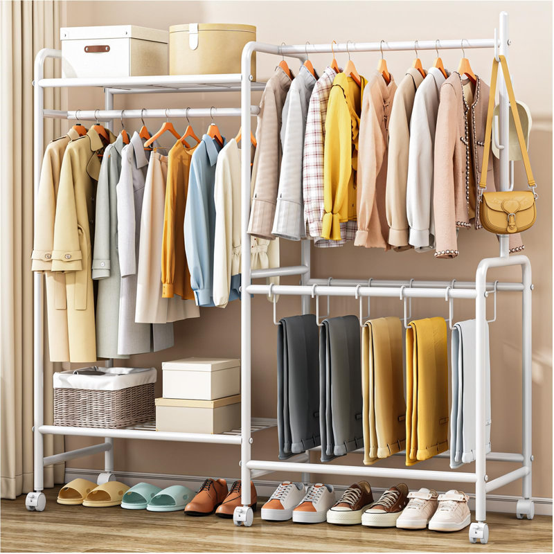 112.15cm Rolling Clothing Rack, White