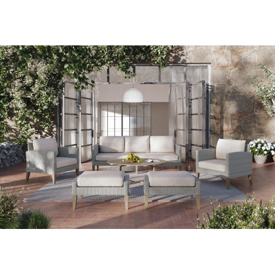 Lucele 6-Piece Wood Patio Conversation Set
