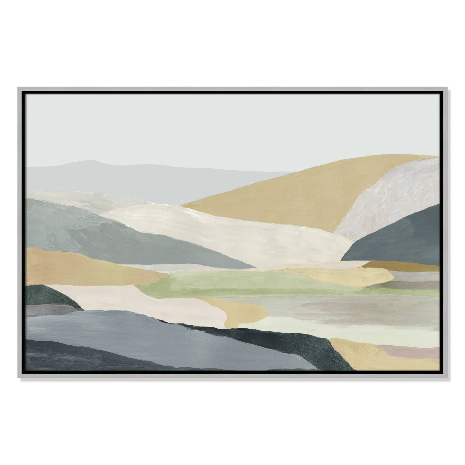 Warm Hills I - Picture Frame Painting Print on Canvas, Silver Canvas , 25.5" H x 37.5" W x 2" D