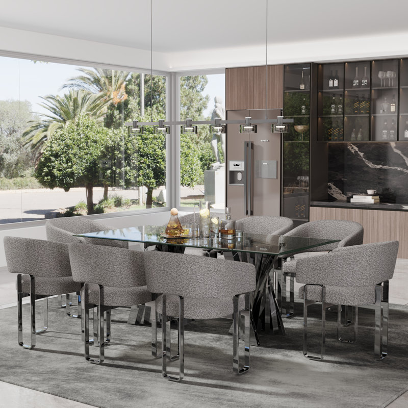 Jai Glass Top Metal Base Dining Table