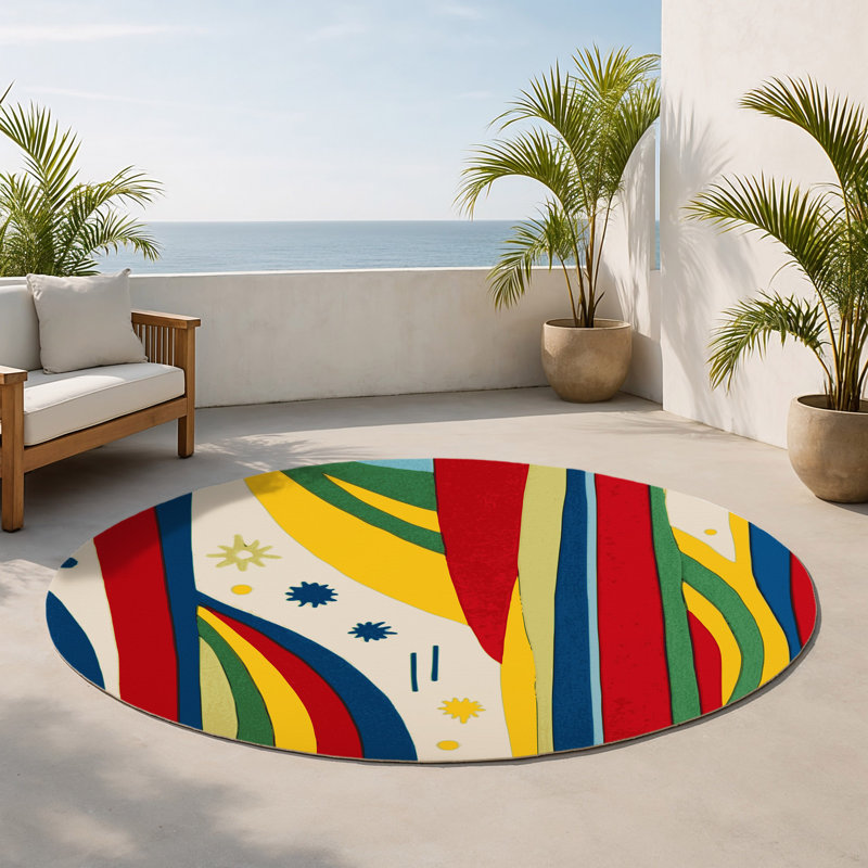 Tapis intérieur et extérieur Playful Snap, Rond 5 pi