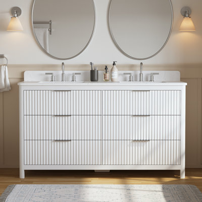 60'' Modern Freestanding Single Sink Vanity With Stone Top